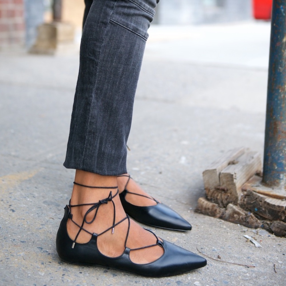 Top shop pointed lace up flats // size 38